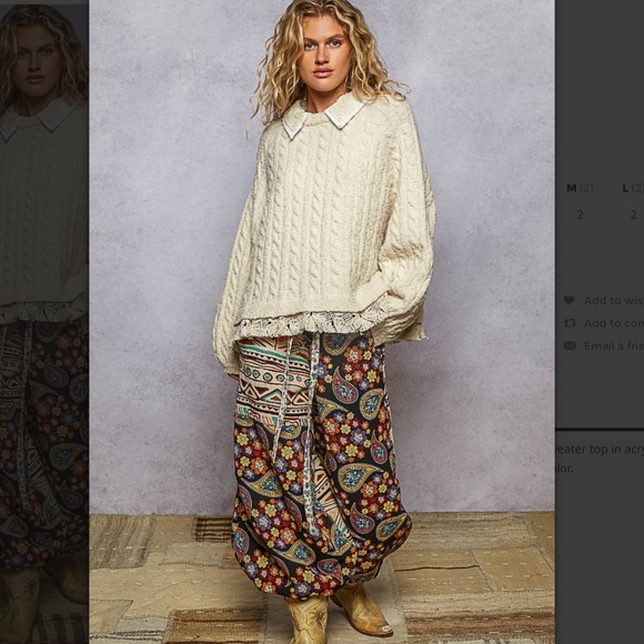 POL “ Auckland “ POL Collared Neck Sweater with Crochet Detail 27 - Picture 7 of 7